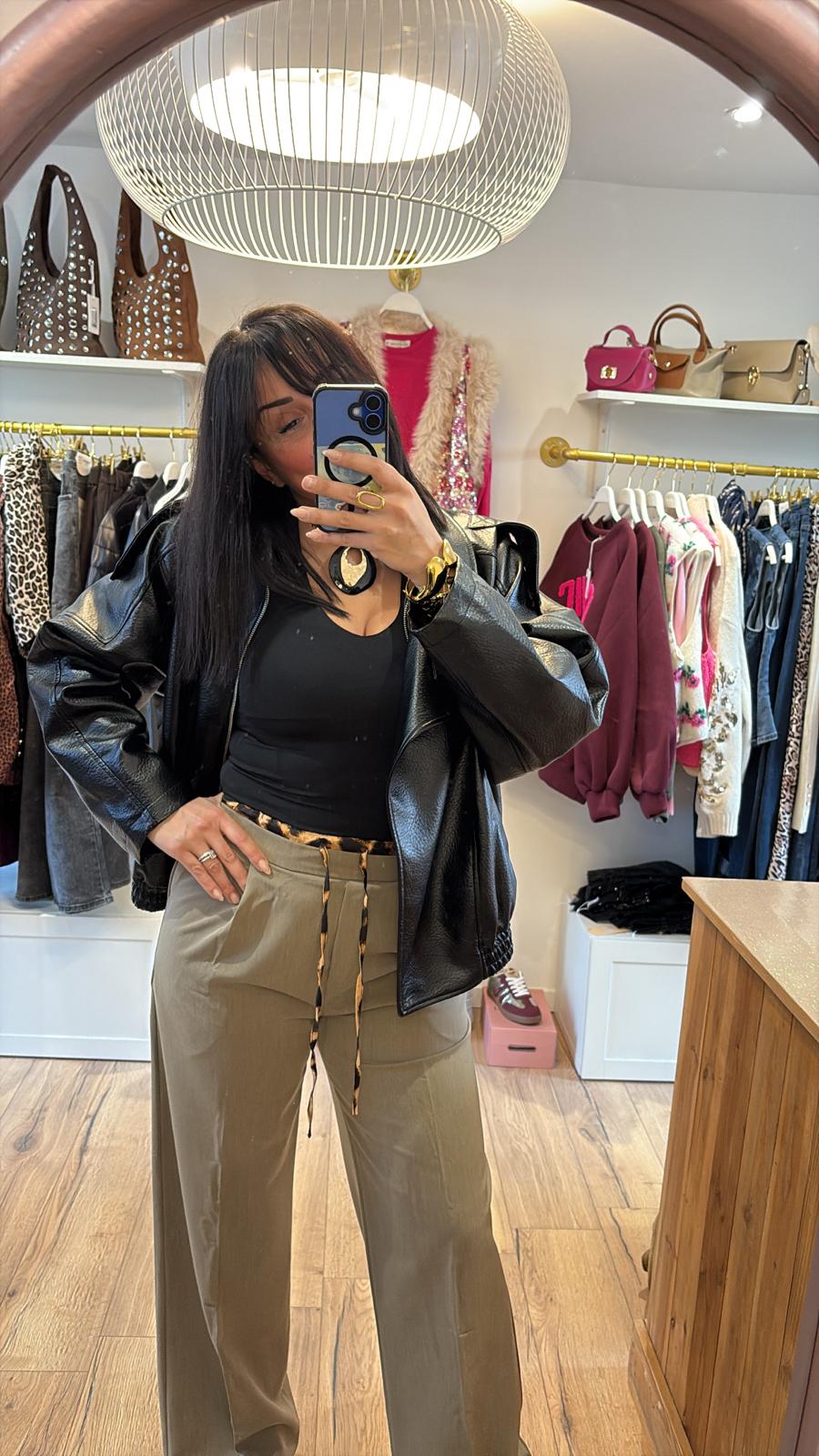 Pantalon ceinture léopard